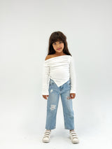 Shoulder Tank Top White - Kids