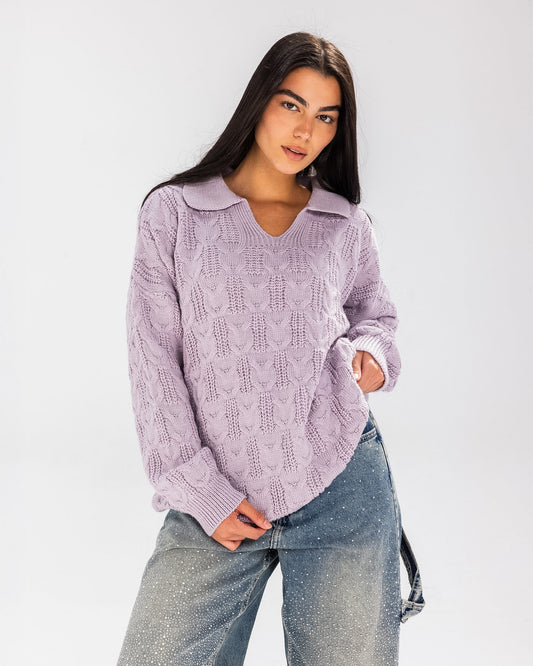 Cable Sweater Lilac - Adults