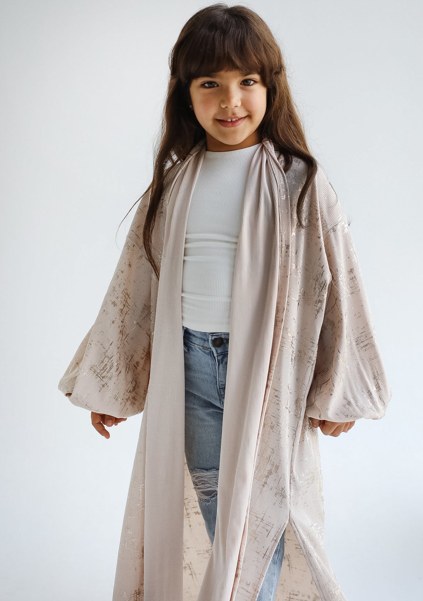 Skye Gilded Beige Kimono - Kids