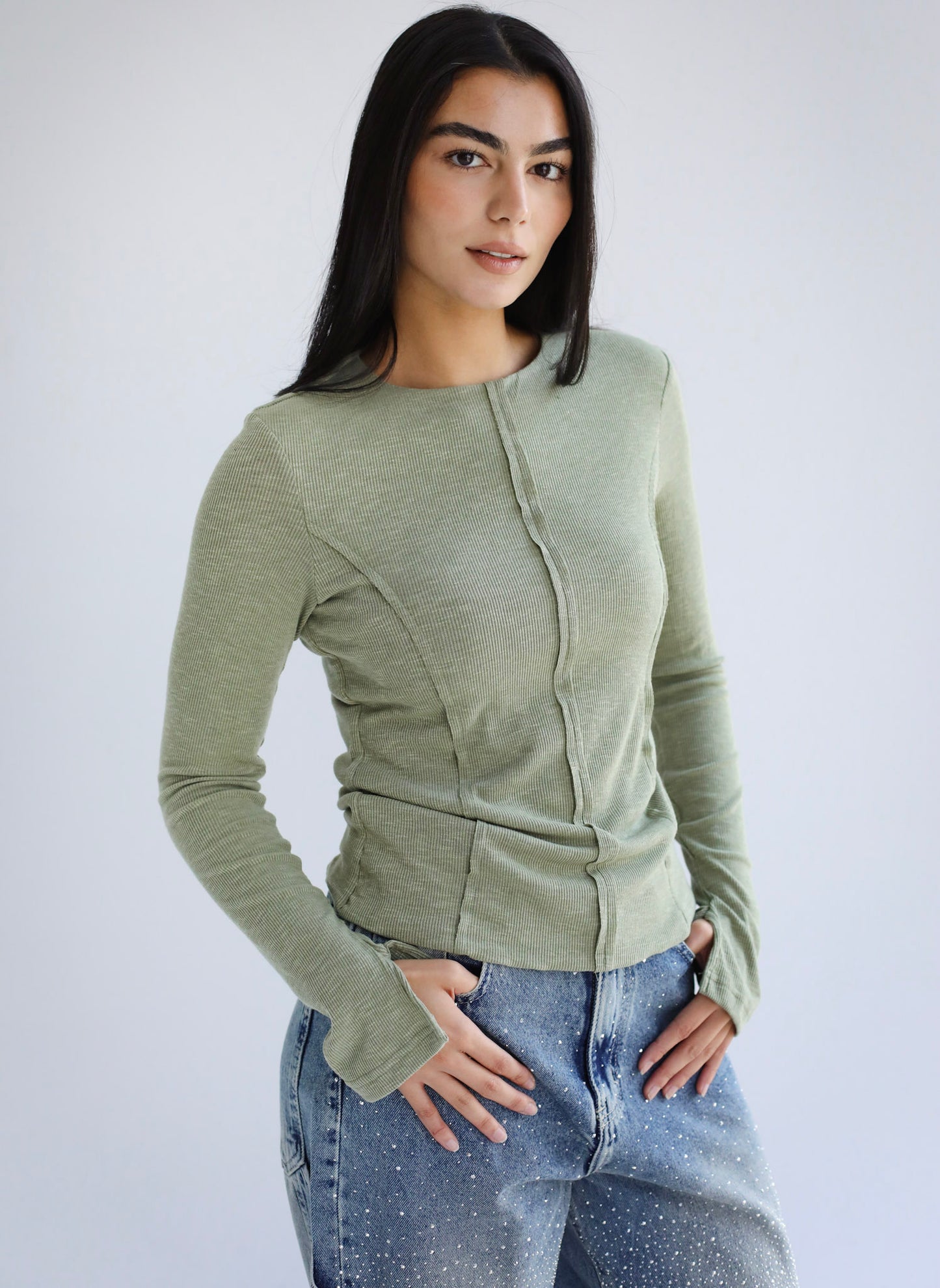 Stitched Olive Tank top - Adults
