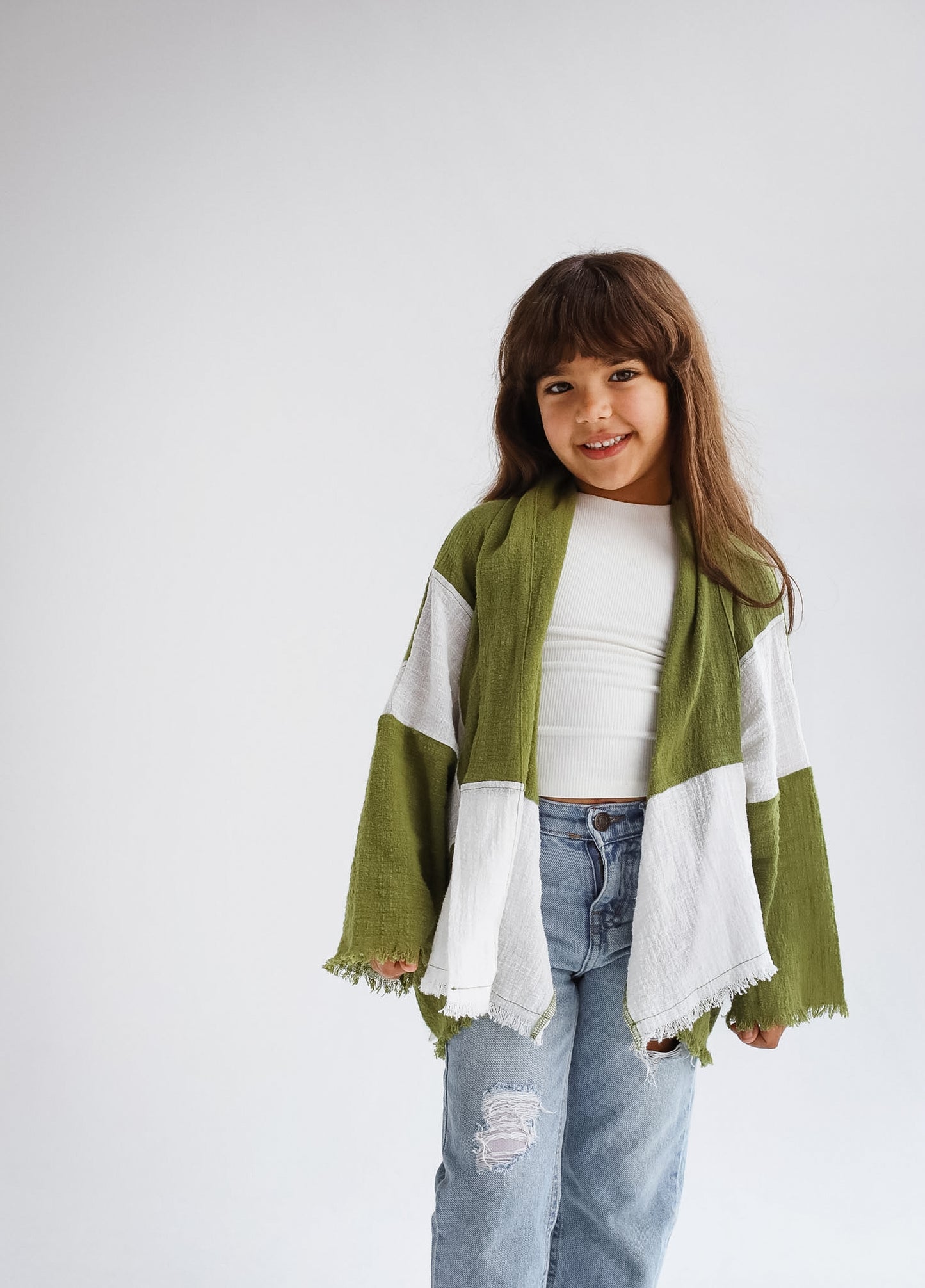 The Nexa Kimono Olive Green - Kids