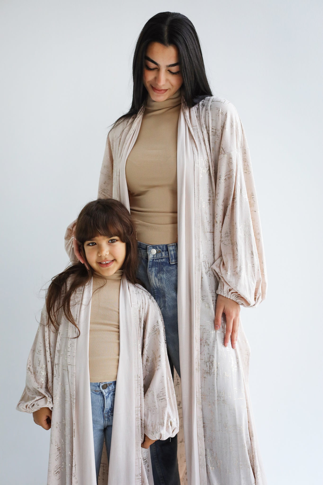 Skye Gilded Beige Kimono - Adults