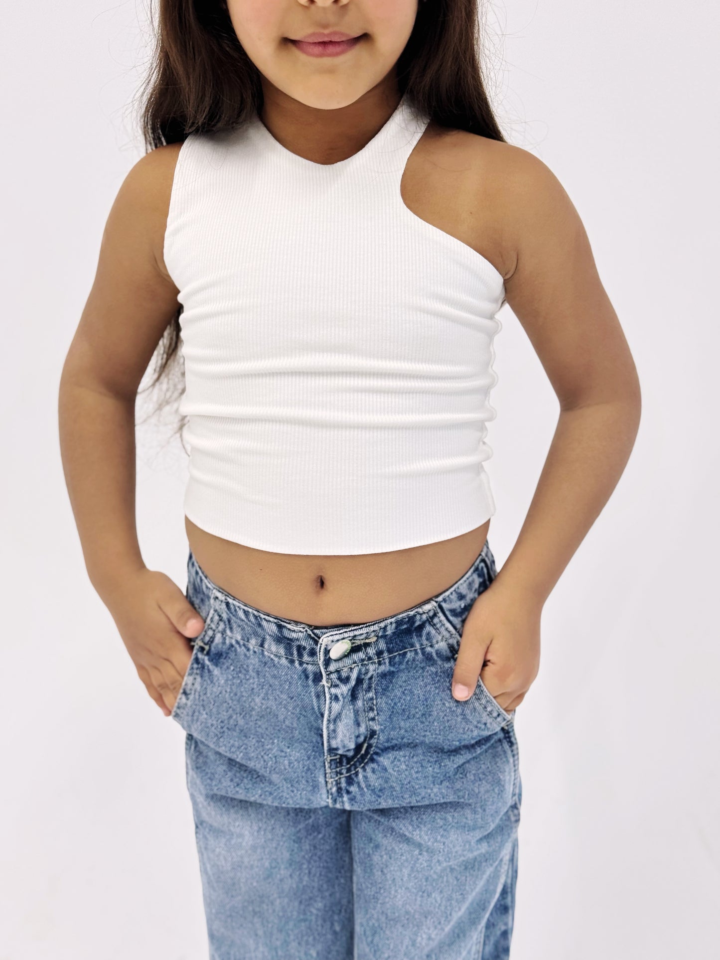 Cutout Tank Top White - Kids