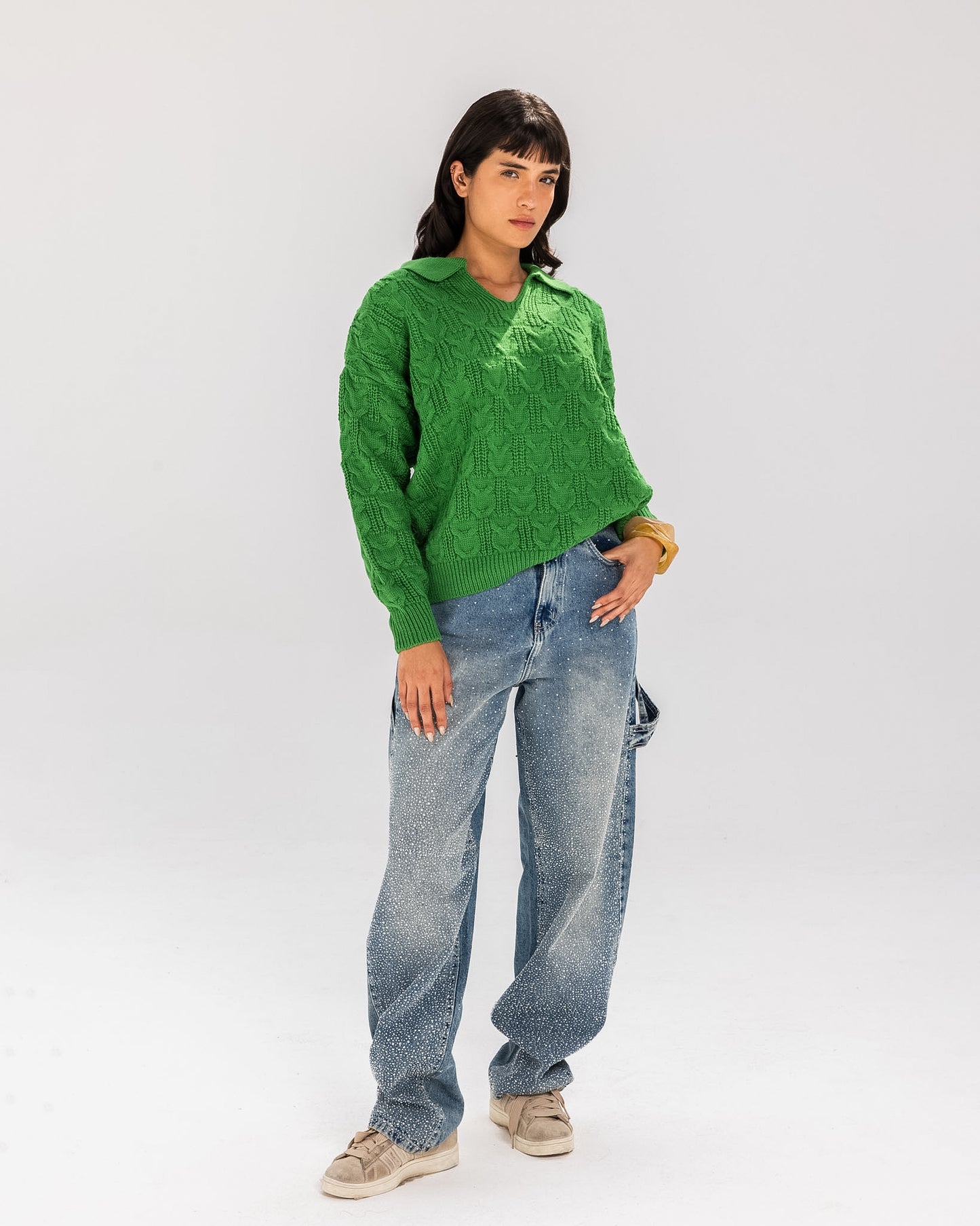 Cable Sweater Green - Adults