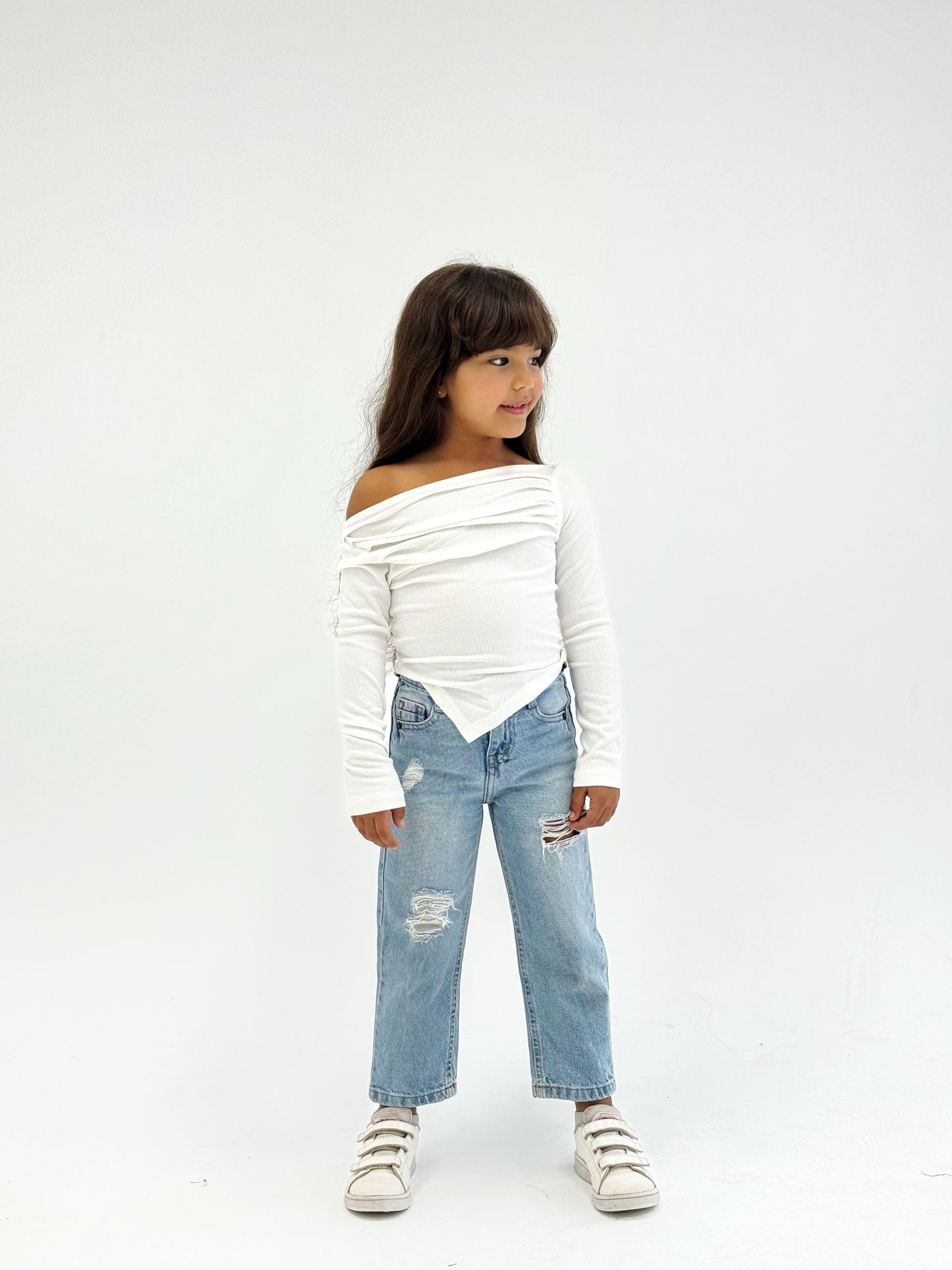 Shoulder Tank Top White - Kids