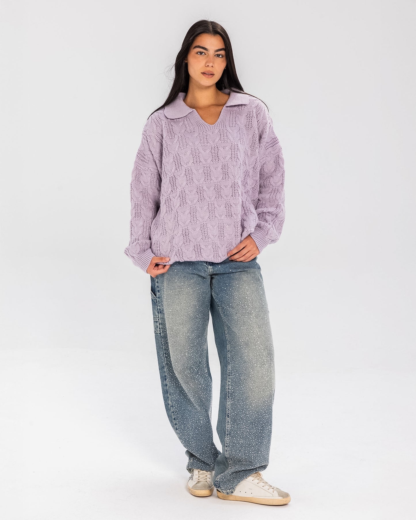 Cable Sweater Lilac - Adults