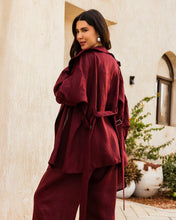Amulet Linen Cardigan - Burgundy
