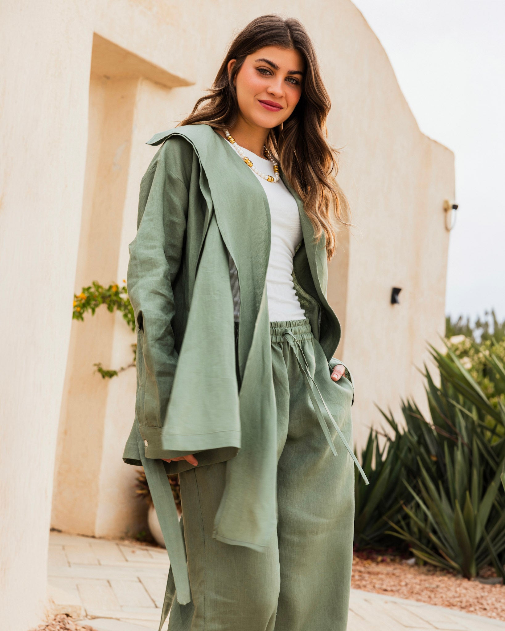 Amulet Linen Cardigan - Olive