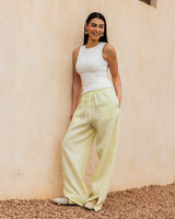 Slit Linen Pants - Butter Yellow