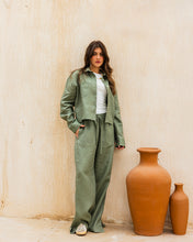 Cropped Linen Shirt - Olive