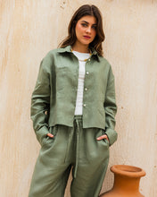 Cropped Linen Shirt - Olive