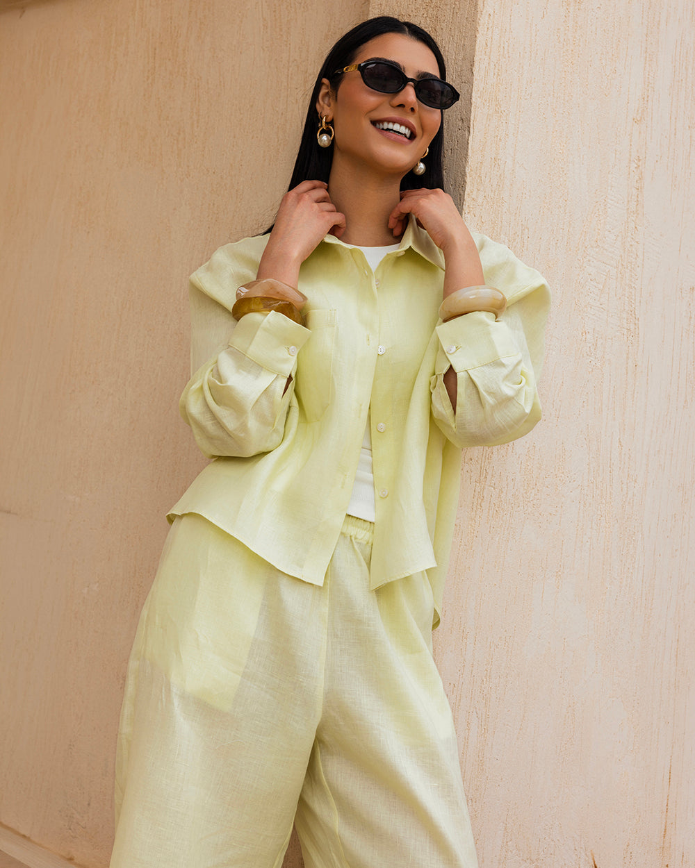 Cropped Linen Shirt - Buter Yellow