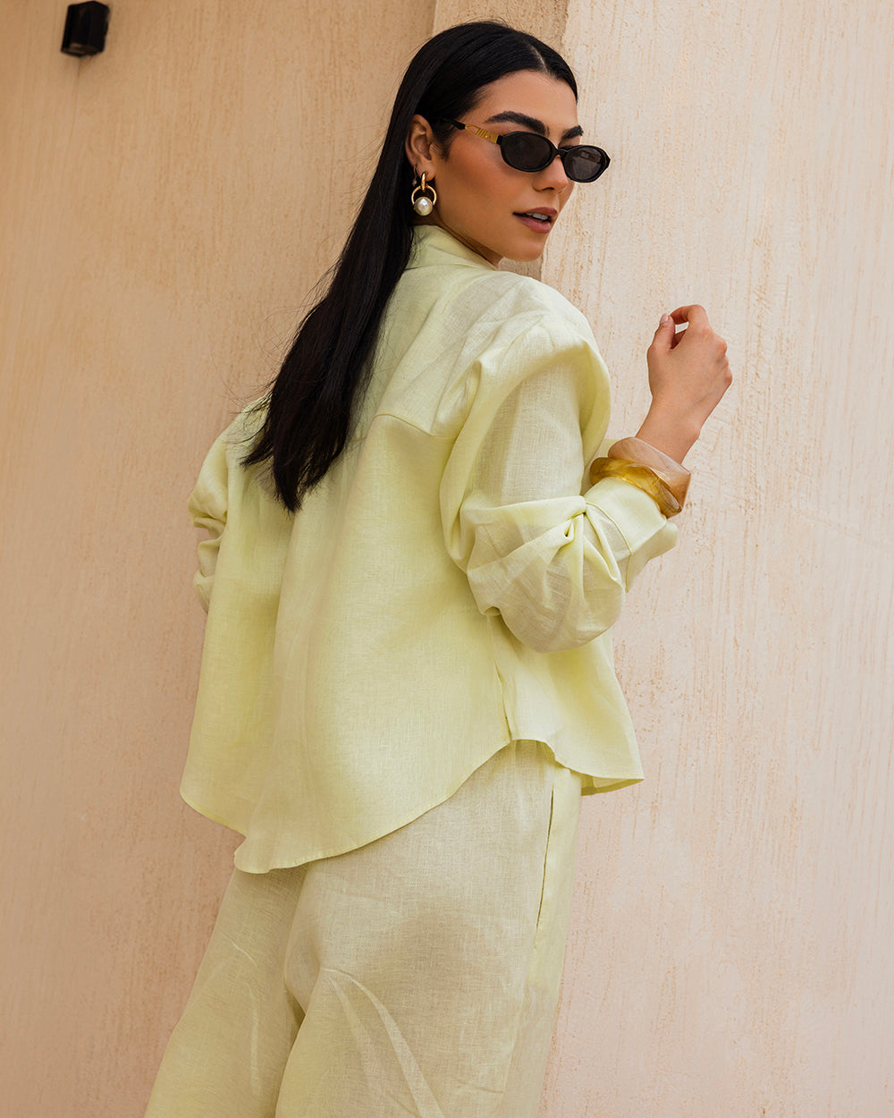 Cropped Linen Shirt - Buter Yellow