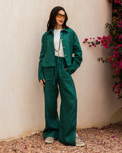 Cropped Linen Shirt - Emerald Green
