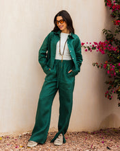 Cropped Linen Shirt - Emerald Green