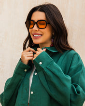 Cropped Linen Shirt - Emerald Green