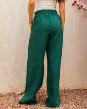 Slit Linen Pants - Emerald Green