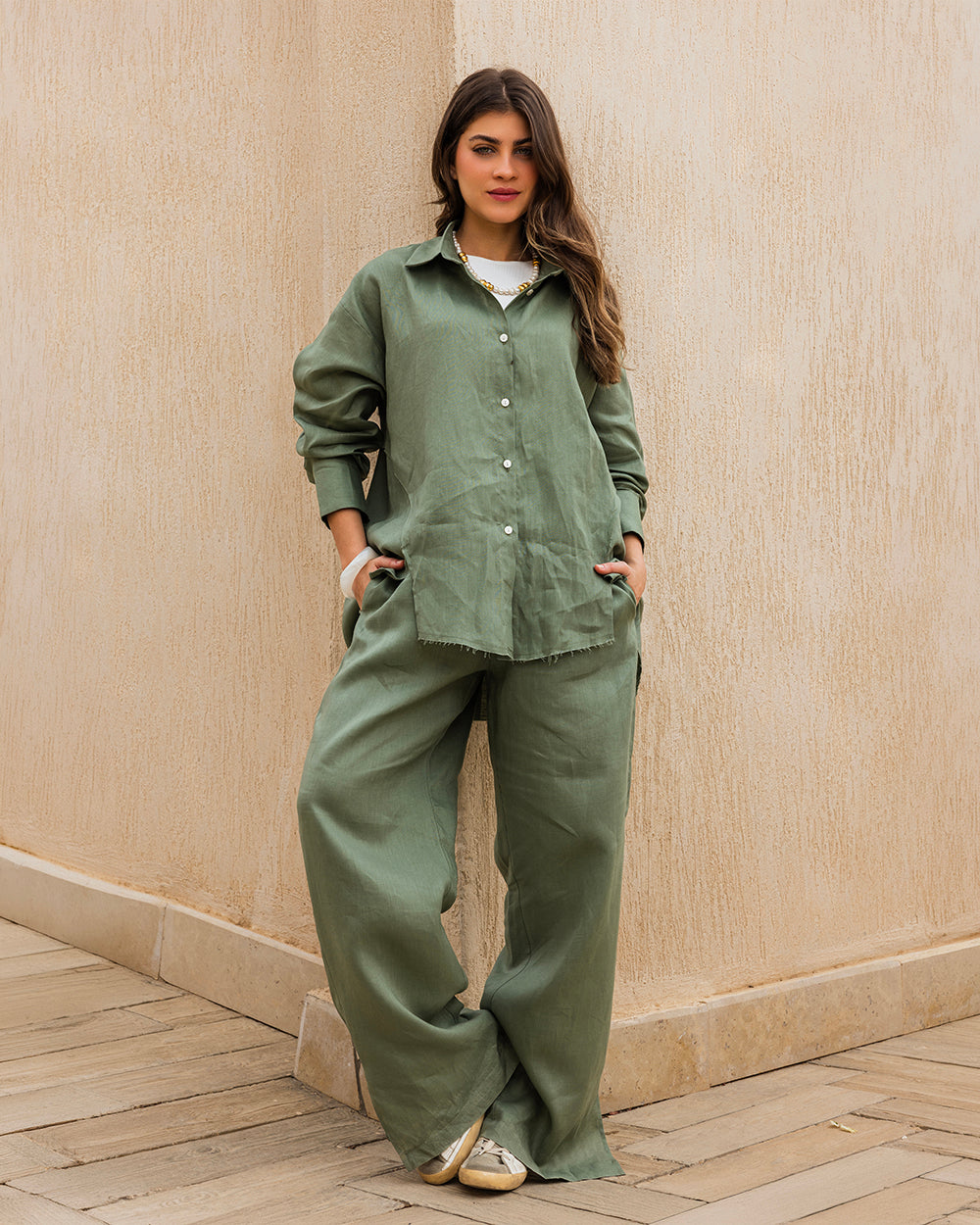 The Unfinished Linen Shirt - Olive