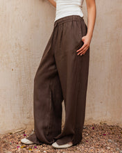 Slit Linen Pants - Brown