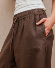 Slit Linen Pants - Brown