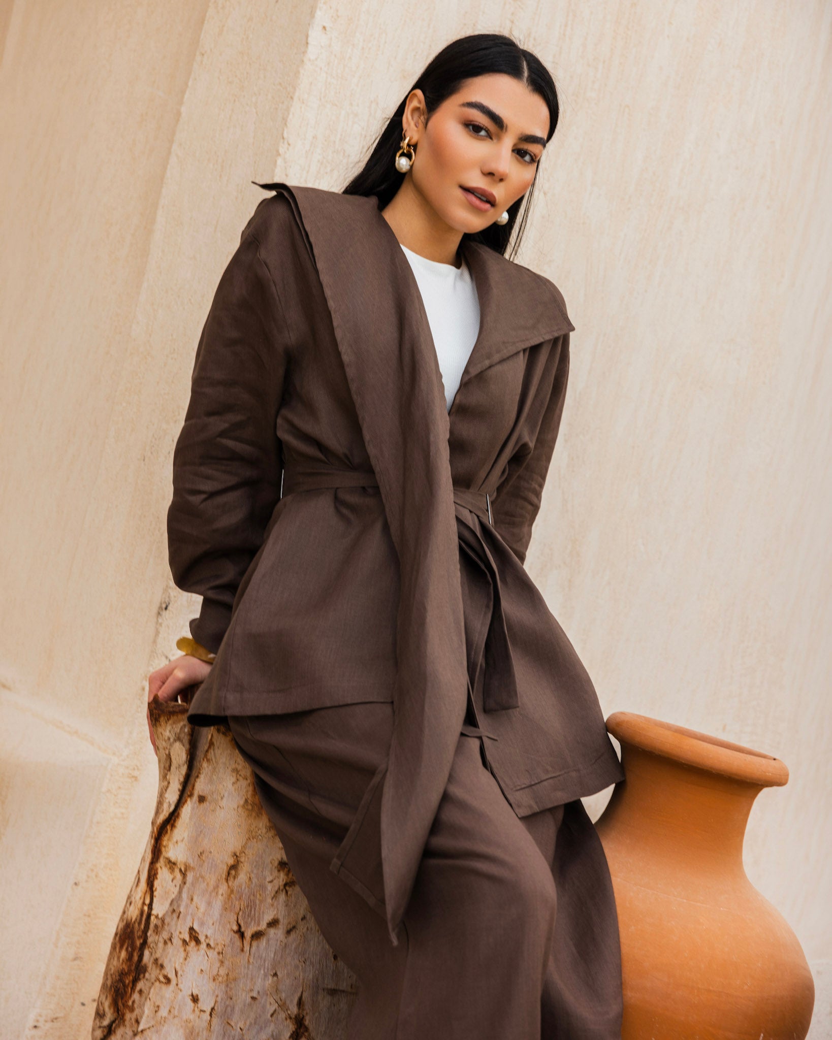Amulet Linen Cardigan - Brown