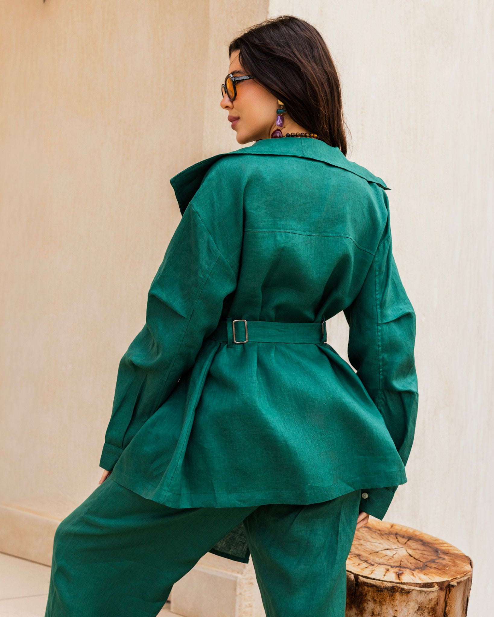 Amulet Linen Cardigan - Emerald Green