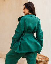 Amulet Linen Cardigan - Emerald Green