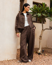 Cropped Linen Shirt - Brown