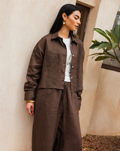 Cropped Linen Shirt - Brown