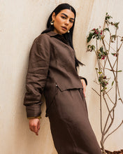 Cropped Linen Shirt - Brown