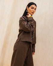 Cropped Linen Shirt - Brown