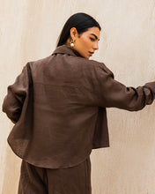 Cropped Linen Shirt - Brown