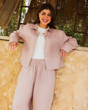 Cropped Linen Shirt - Blush Pink