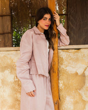 Cropped Linen Shirt - Blush Pink