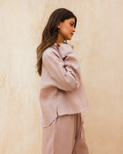 Cropped Linen Shirt - Blush Pink