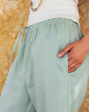 Slit Linen Pants - Mint