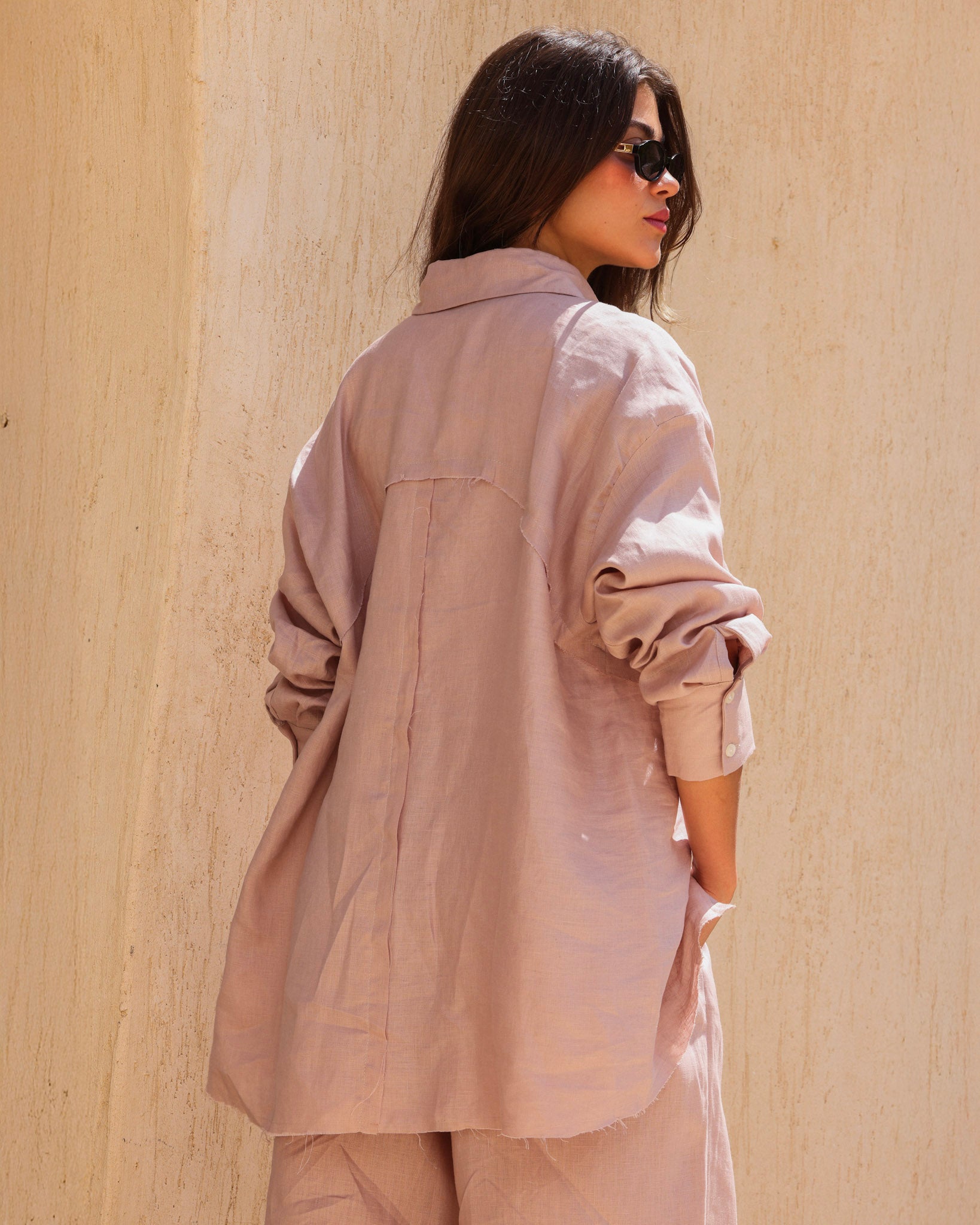 The Unfinished Linen Shirt - Blush Pink