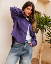 Cropped Linen Shirt - Purple