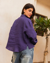 Cropped Linen Shirt - Purple