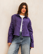 Cropped Linen Shirt - Purple
