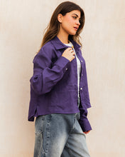 Cropped Linen Shirt - Purple