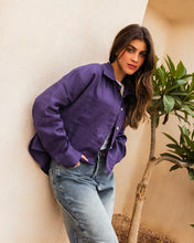 Cropped Linen Shirt - Purple