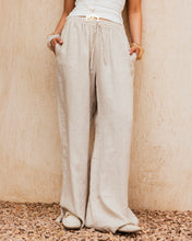 Slit Linen Pants - Beige