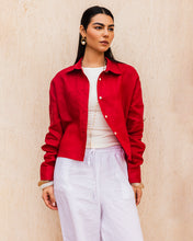 Cropped Linen Shirt - Ruby