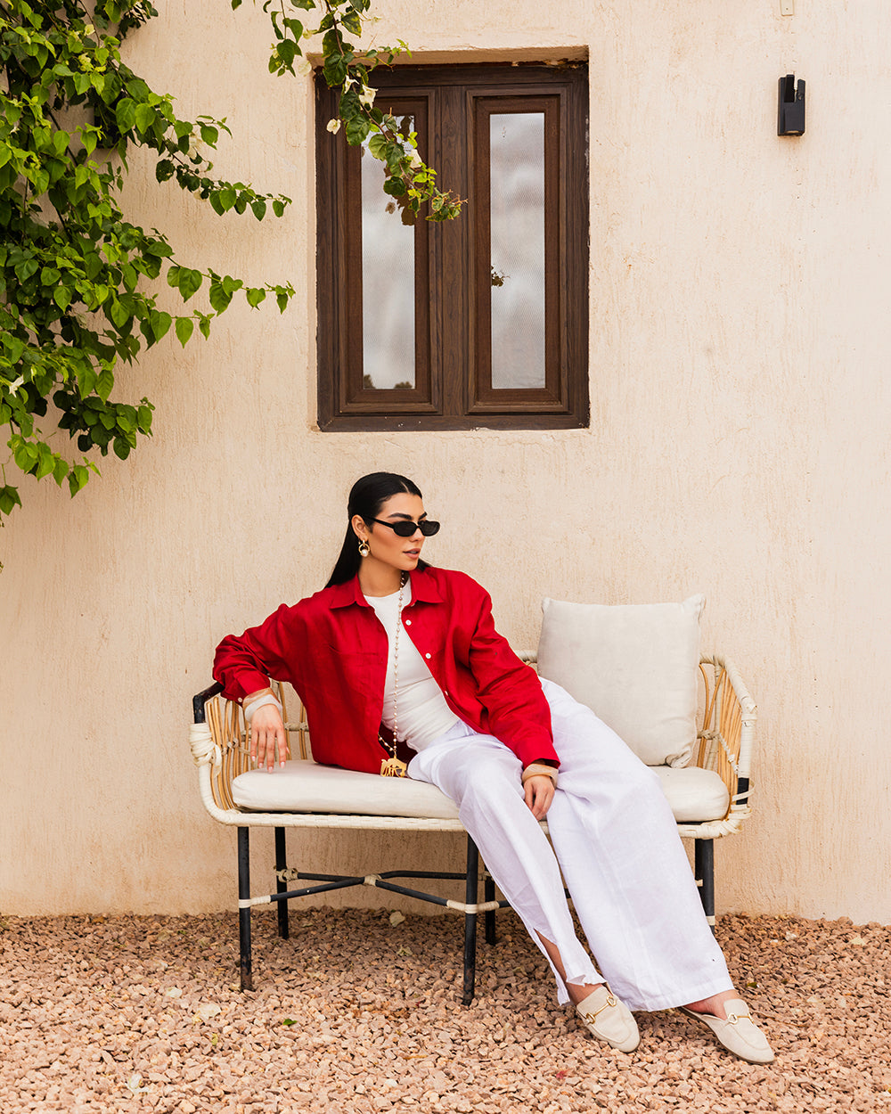 Cropped Linen Shirt - Ruby