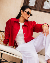 Cropped Linen Shirt - Ruby