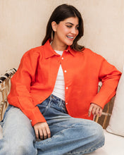 Cropped Linen Shirt - Orange
