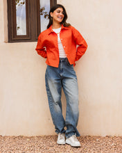 Cropped Linen Shirt - Orange