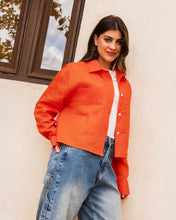 Cropped Linen Shirt - Orange
