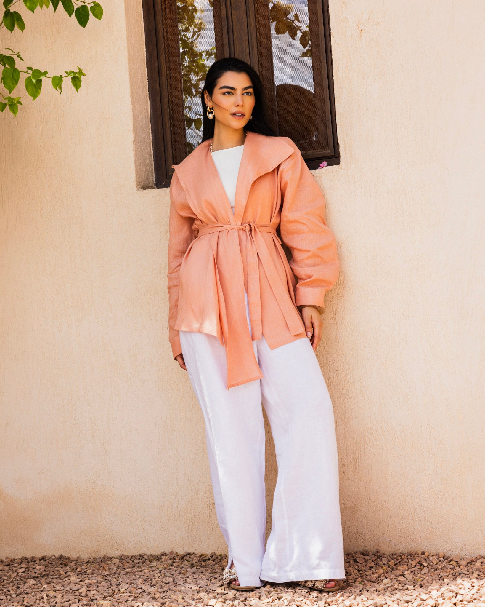 Amulet Linen Cardigan - Light Coral – Tamaa Official